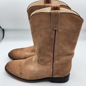 Caborca‎ Cowboy Boots Leather Western Style Pull On Tan Brown Men's Shoes 9